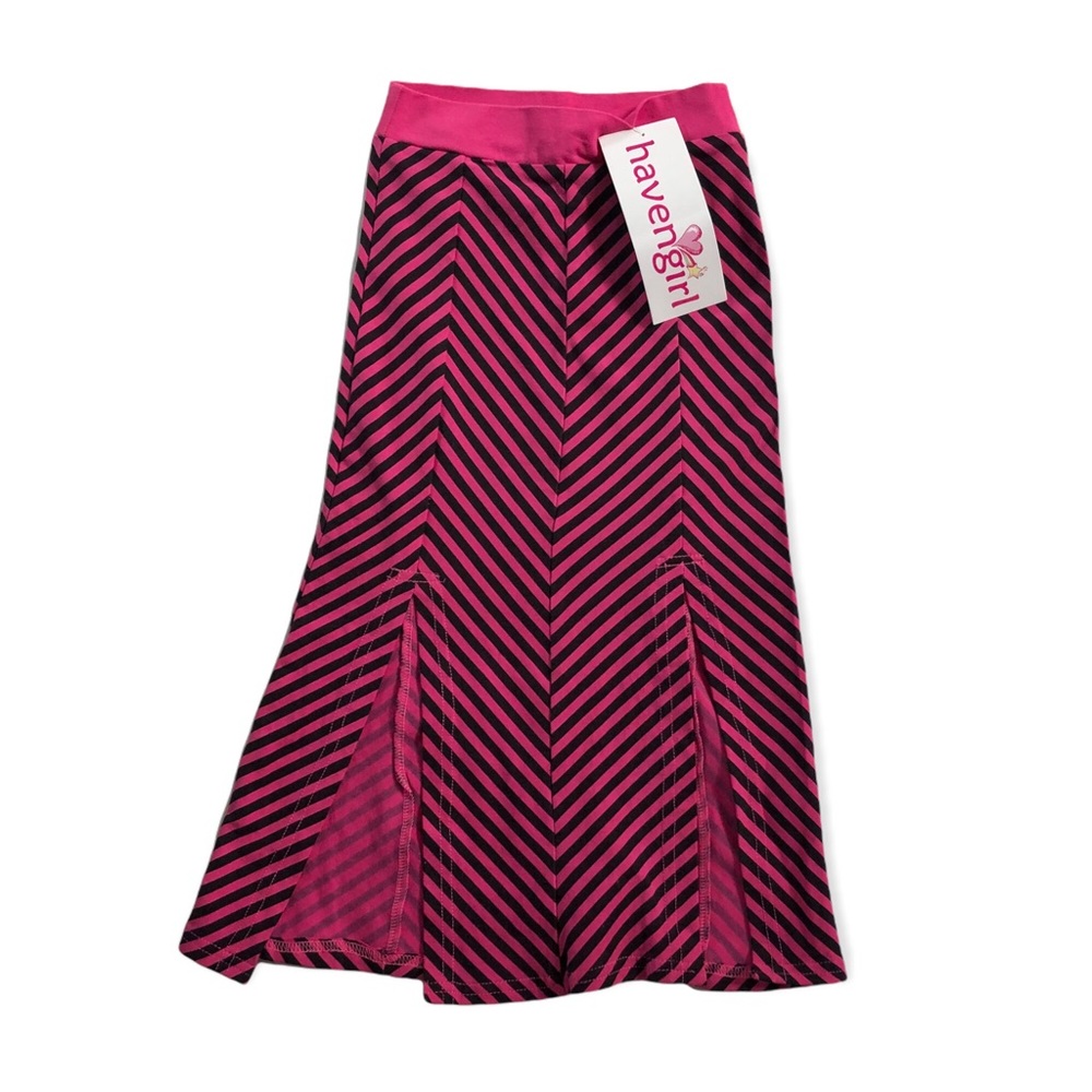 NWT HavenGirl Pink & Black Stripe Skirt 4
